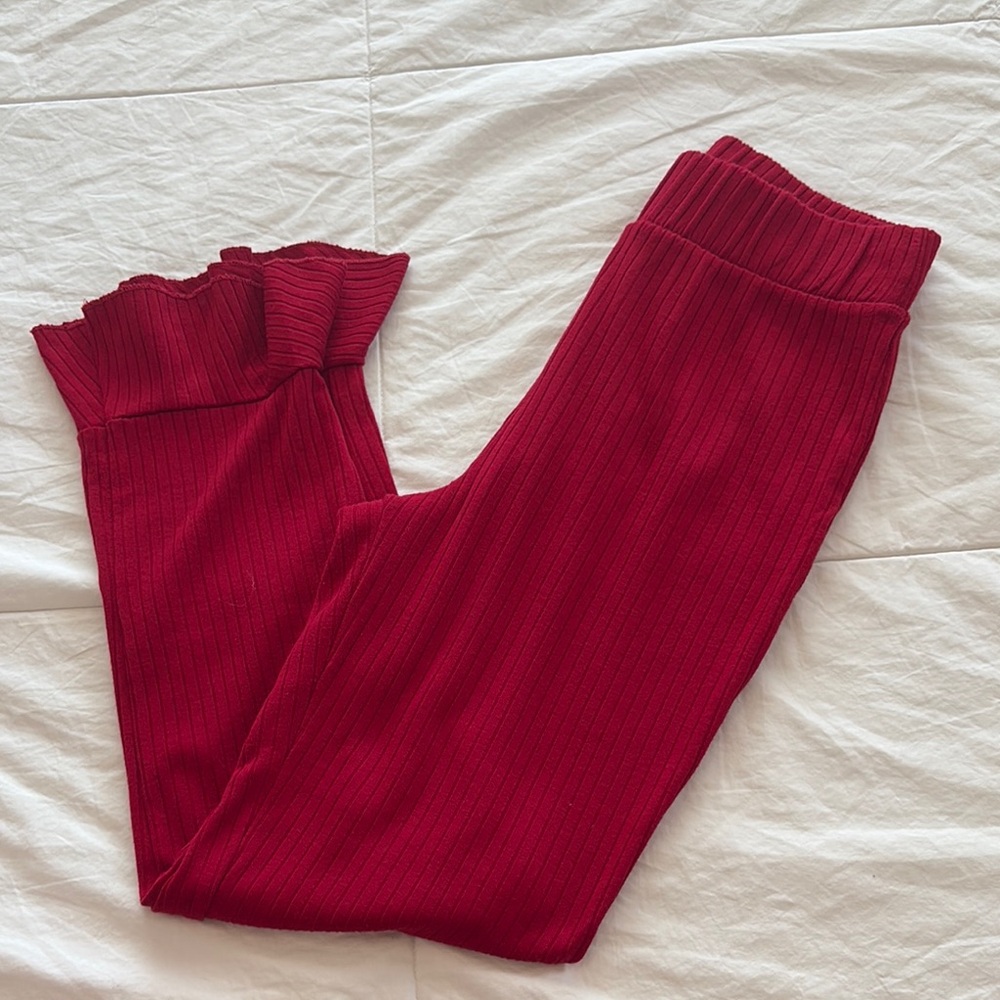 Red Ribbed Pants